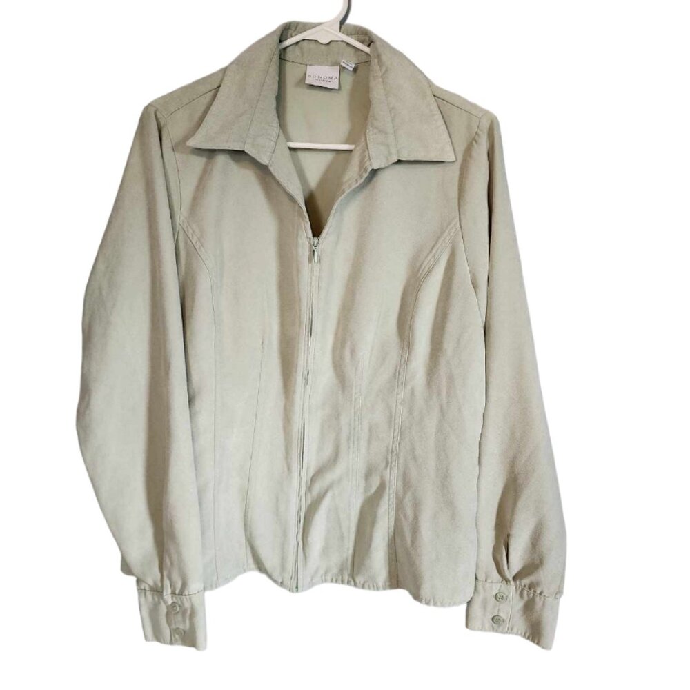 Sonoma Sea Foam Green Suede like Zippered Jacket